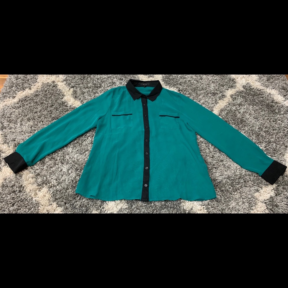 Turquoise and Black Button Down Shirt